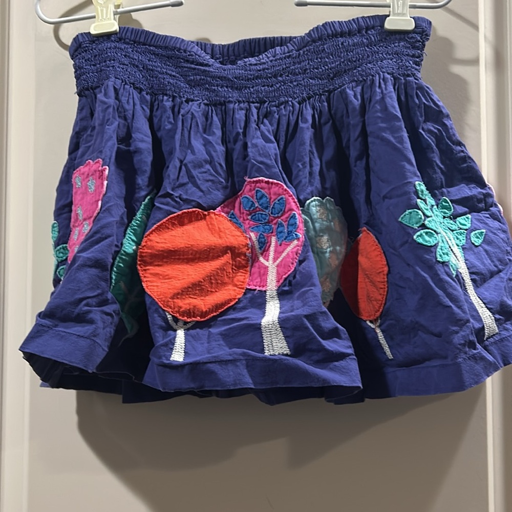 Mini Boden wide elastic band Floral Appliqué patchwork embellish Skirt Size 5-6Y - Picture 3 of 8